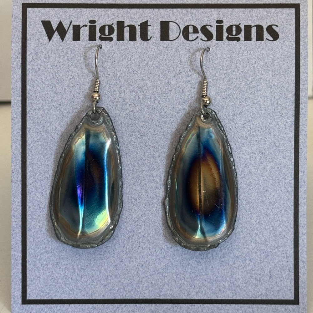 Unique Handcrafted Steel Earrings 2 inch approx - Picture 1 of 7